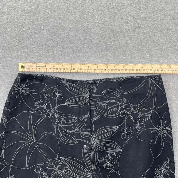 VTG Larry Levine Womens Pants 14 Black White Floral High Rise Straight Ankle - Picture 4 of 16